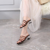 Woman Sandals 2021 Summer Leopard Print Open Toe 4cm Rubber Sole Heel Shoes Female Fashion Elegant Platform Footwear Slippers