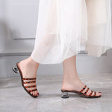 Woman Sandals 2021 Summer Leopard Print Open Toe 4cm Rubber Sole Heel Shoes Female Fashion Elegant Platform Footwear Slippers