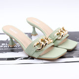 Women Sandals 2021 Summer New Women Stiletto Fine Heel Slipper Female One Word Belt Fashion 7cm High-Heel Shoes Free Shipping