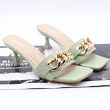 Women Sandals 2021 Summer New Women Stiletto Fine Heel Slipper Female One Word Belt Fashion 7cm High-Heel Shoes Free Shipping