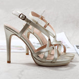 Women Sandals Super High Heel New European and American Buckle Sexy and Beautiful Open Toe Hollow Rome Joker Stiletto Sandals