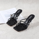 Women Shoes 2021 New Fashion Elegant Banquet High-heel Sandals Large Size Hollow Open-toed Crystal Wear Women's Slippers
