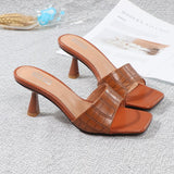 Women Shoes 2021 New Summer Fashion Sexy Lady Slippers A Word of All-Match Simple 7CM High-Heeled Female Sandals