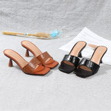 Women Shoes 2021 New Summer Fashion Sexy Lady Slippers A Word of All-Match Simple 7CM High-Heeled Female Sandals