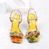 Women Shoes 2021 Summer Two-Wear Rhinestone Fashion Trend Thick Square Heel Sandal One Word Open-Toe Large Size Slippers