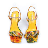 Women Shoes 2021 Summer Two-Wear Rhinestone Fashion Trend Thick Square Heel Sandal One Word Open-Toe Large Size Slippers