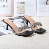 Women Shoes One Word Summer 2021 Fairy Wind Transparent Straps Open Toe Sandals Simple and Comfortable Outdoor Party Slippers