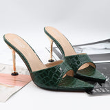 Women Shoes Sweet Ladies High Thin Heel Sandals 2021 Summer Fashion Modern Slipper Solid Outside Square Toe Female Slipper