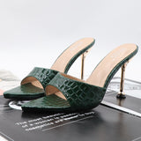 Women Shoes Sweet Ladies High Thin Heel Sandals 2021 Summer Fashion Modern Slipper Solid Outside Square Toe Female Slipper