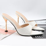 Women Shoes Sweet Ladies High Thin Heel Sandals 2021 Summer Fashion Modern Slipper Solid Outside Square Toe Female Slipper