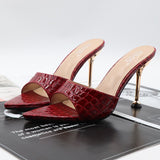 Women Shoes Sweet Ladies High Thin Heel Sandals 2021 Summer Fashion Modern Slipper Solid Outside Square Toe Female Slipper