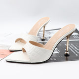 Women Shoes Sweet Ladies High Thin Heel Sandals 2021 Summer Fashion Modern Slipper Solid Outside Square Toe Female Slipper