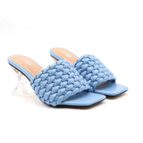 Women's Fashion Sandals 2021 Summer New Hand-Woven Crystal High-Heel Slippers Comfortable and Versatile Casual  7.5CM