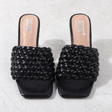 Women's Fashion Sandals 2021 Summer New Hand-Woven Crystal High-Heel Slippers Comfortable and Versatile Casual  7.5CM