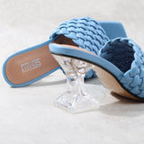 Women's Fashion Sandals 2021 Summer New Hand-Woven Crystal High-Heel Slippers Comfortable and Versatile Casual  7.5CM