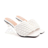 Women's Fashion Sandals 2021 Summer New Hand-Woven Crystal High-Heel Slippers Comfortable and Versatile Casual  7.5CM