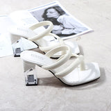 Women's Sandals 2021 Summer Clip Feet New Style Outside Pure Color Europe and America Sexy Plus Size Crystal High Heel Slippers