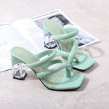 Women's Sandals 2021 Summer Clip Feet New Style Outside Pure Color Europe and America Sexy Plus Size Crystal High Heel Slippers