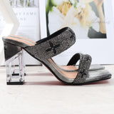 Women's Sandals 2021 Summer New Chain Color Blocking High Heel Square Heel Comfortable Fleece Fashion Women's Shoes 8.5CM