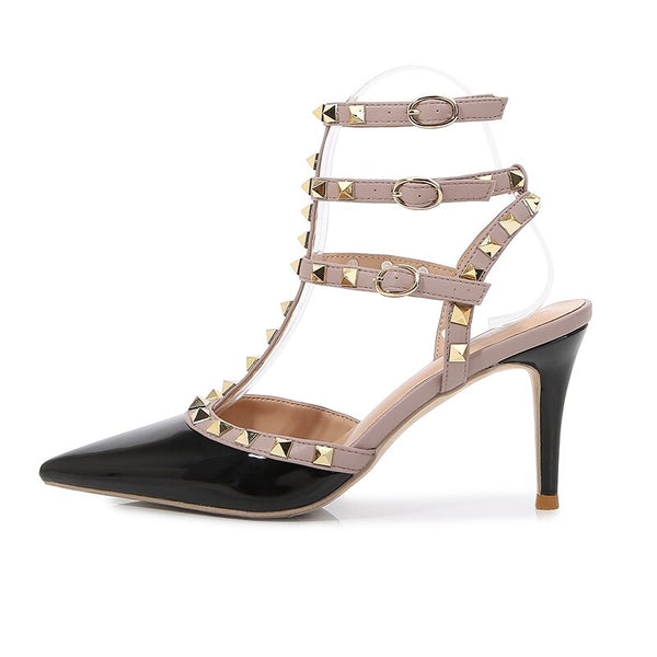 Women's Sandals European and American Fashion Pointed Pu Crystal High-Thin-Heel Sandals Party Elegant Sexy Roman Shoes