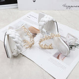 Women's Sandals Summer New Products Fashion Chain Pearl PU Handwoven High Heel Women Sandals Party Wedding Shoes 7.5CM