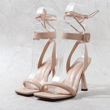 Women's Shoes 2021 Summer Europe and The US Thin High Heel Ankle Strap Fashion Sandals Comfortable Thin Belt Sexy Heel Nightclub