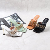 Women's Shoes High Heels Sandals Slippers 2021 New Sexy Metal Ornaments US-Euro Wear Out Fashion Large Size Slippers