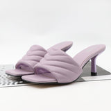 Women's Slippers Fashion Weaving Ladies High Heel  Outdoor Casual Slippers PU Leather Female Beach Shoe Women Summer Flip Flops