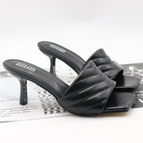 Women's Slippers Fashion Weaving Ladies High Heel  Outdoor Casual Slippers PU Leather Female Beach Shoe Women Summer Flip Flops