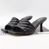 Women's Slippers Fashion Weaving Ladies High Heel  Outdoor Casual Slippers PU Leather Female Beach Shoe Women Summer Flip Flops