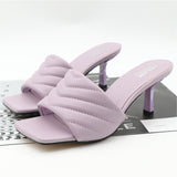 Women's Slippers Fashion Weaving Ladies High Heel  Outdoor Casual Slippers PU Leather Female Beach Shoe Women Summer Flip Flops